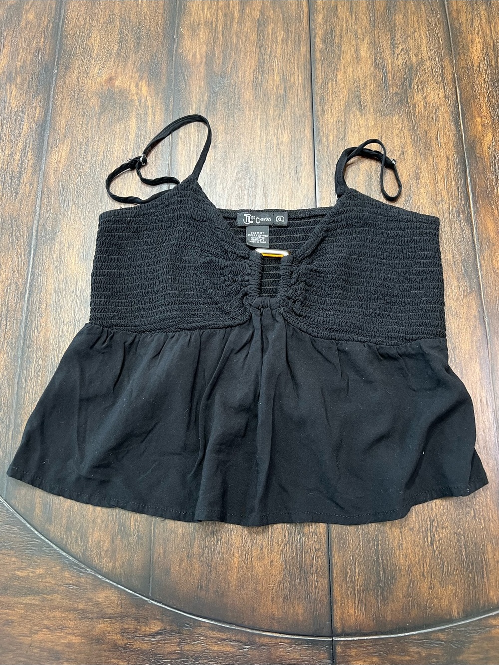 Miss Chievous Women’s Black Tank Top Smocked Cropped Peplum Size XL